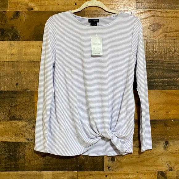 Max & Mia Tops - Max & Mia Stripped Tie Front Long Sleeve Tee